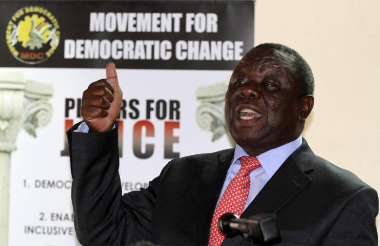 Zimbabwe opposition party Movement For Democratic Change (MDC) leader Morgan Tsvangirai addresses a news conference in Harare